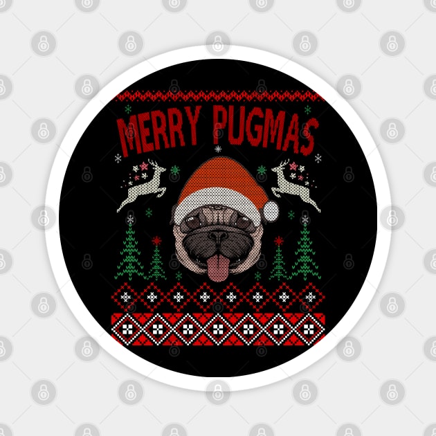 Merry Pugmas pugly chrismtas Magnet by MZeeDesigns